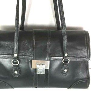 Etienne Aigner Large Black Structured Leather Bag